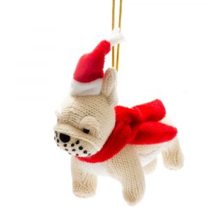 Knitted Bulldog Christmas Decoration