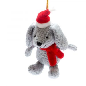 Knitted Grey Bunny Christmas Decoration
