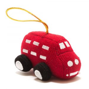 Knitted Red London Bus Christmas Decoration