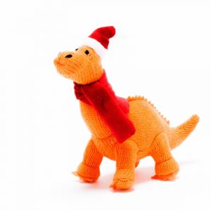 Knitted Orange Diplodocus Christmas Decoration