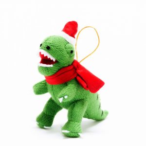 Knitted Green T Rex Christmas Decoration