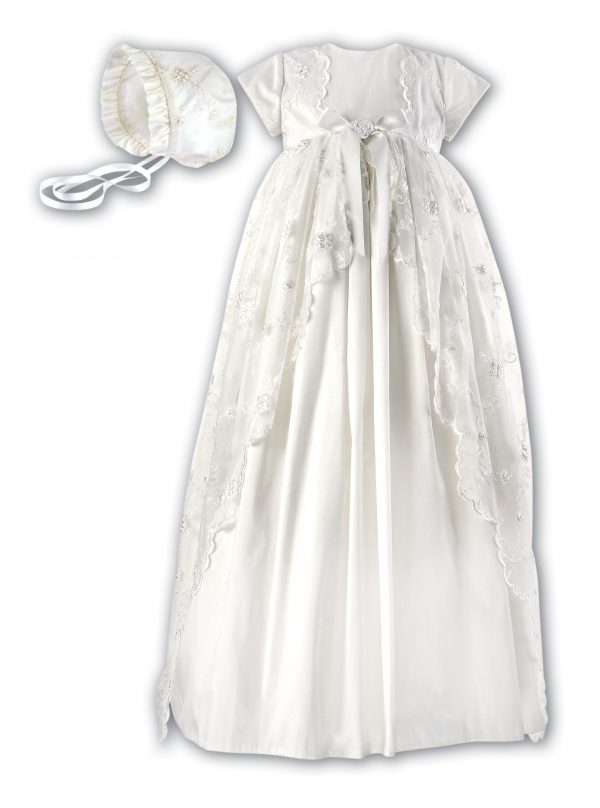 Sarah Louise Christening Gown and Bonnet Ivory Silk
