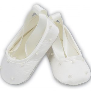 Sarah Louise Satin Ballerina Shoes Ivory