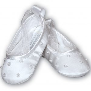 Sarah Louise Satin Ballerina Shoes White