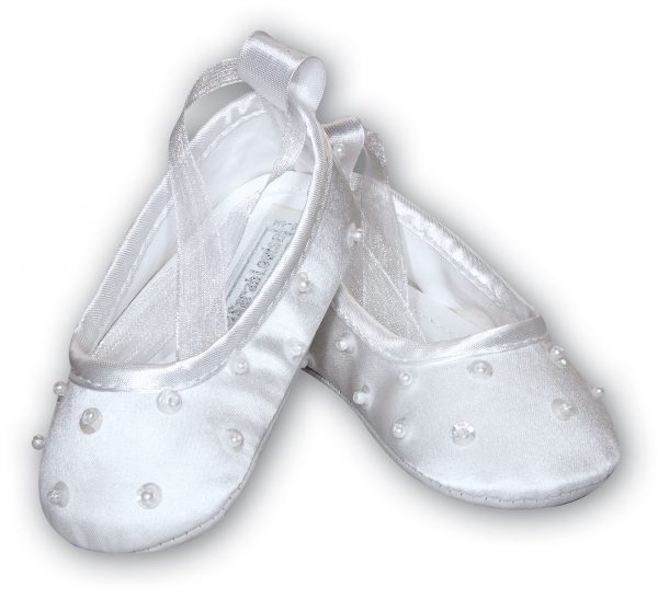 Sarah Louise Satin Ballerina Shoes White
