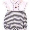 Navy and White Stripe Romper Kidiwi