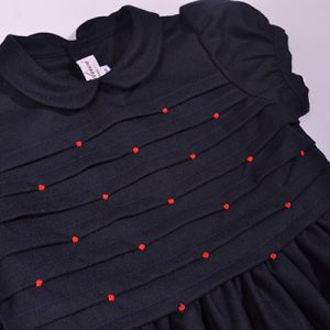 Navy Dress with Red flower details by Kidiwi