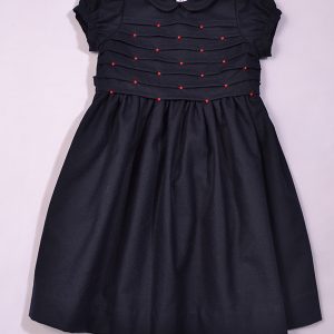 Navy Dress with Red flower details by Kidiwi