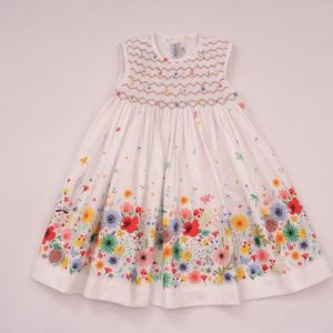 White Smocked Dress with Butterfly detail by Kidiwi