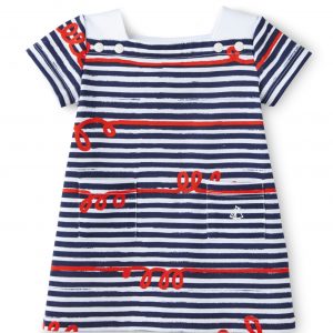 Baby girl dress with irregular stripes Petit Bateau
