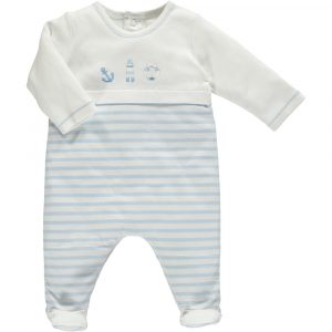 Kenzie Boys Blue Nautical All In One With Feet Emile et Rose