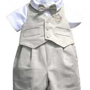 Little Darlings Boys Romper & Waistcoat with Bow Tie