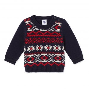 BABY BOY'S WOOL AND NYLON JACQUARD SWEATER