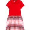 Girls Red/White Striped Dress Petit Bateau