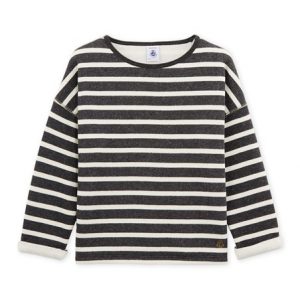 Girl's Sailor Top in Striped Fleece Petit Bateau