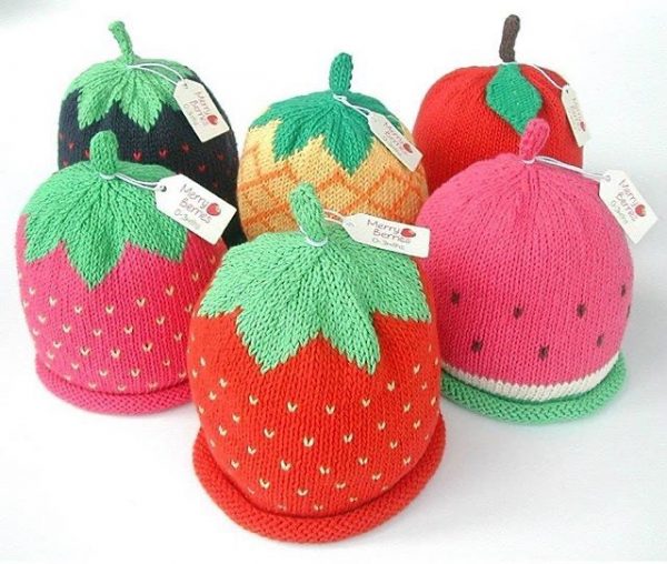 Merry Berries knitted baby hats