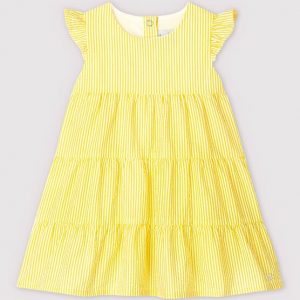 Baby Girls' Short-Sleeved Stripy Seersucker Dress Petit Bateau