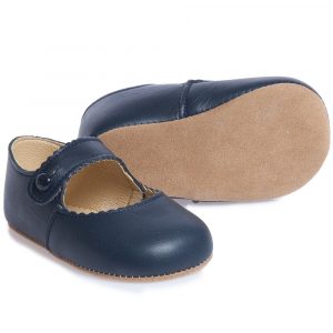 Navy Blue Leather 'Emma' Pre-Walker Shoes