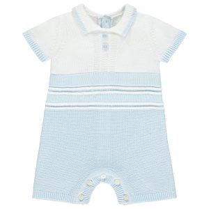 Emile et Rose Dean Blue Knit Romper & Hat