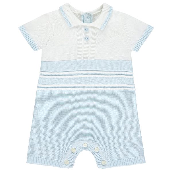 Emile et Rose Dean Blue Knit Romper & Hat