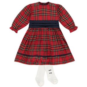 Emile et Rose Carlina Red Christmas Girls Dress with Tights