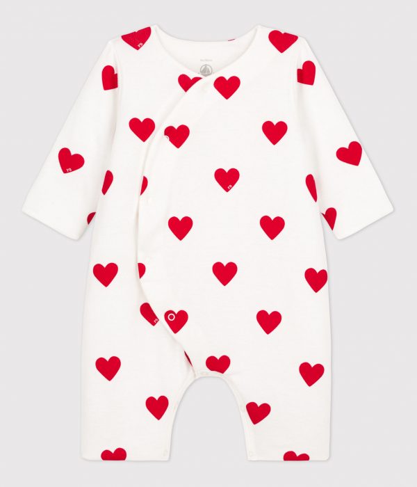 Petit Bateau Babies Ribbed Red Heart Jumpsuit