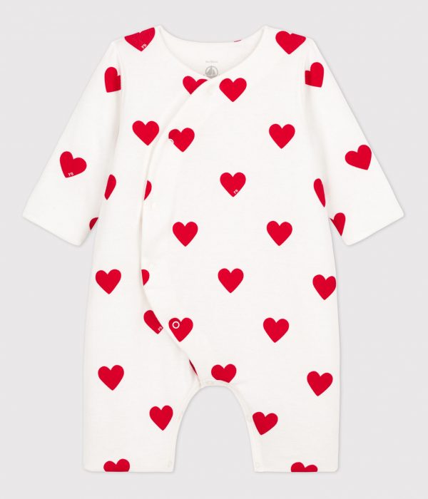 Petit Bateau Babies Ribbed Red Heart Jumpsuit