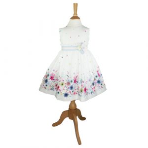 8527 - Girls Dress - White/ Multi