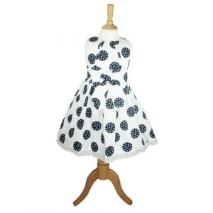 8537 - Girls Dress - White/ Navy