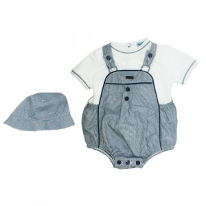 8542 - Boys Romper, Top & Hat - Navy/ White