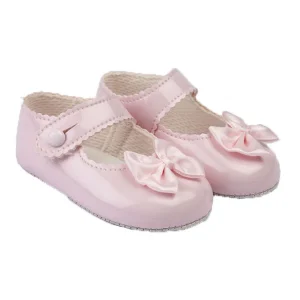 Baypods Pink leather with Bows Pre-Walker Shoes