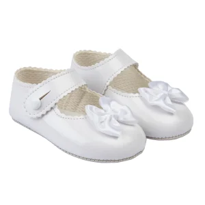 Baypods White leather with Bows Pre-Walker Shoes