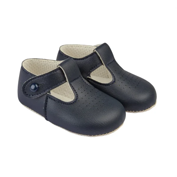 Baypods Navy leather Pre-Walker Shoes