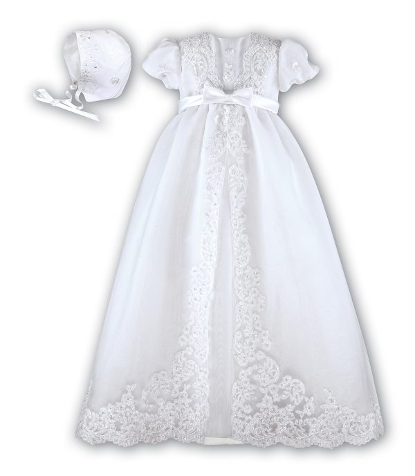 Sarah Louise Ceremonial robe and bonnet Lace and Pearl trimmed