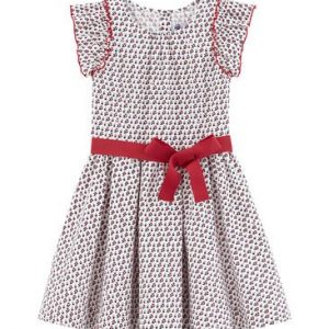 Red and Navy Print Dress Petit Bateau