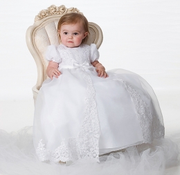 Sarah Louise Ceremonial robe and bonnet Lace and Pearl trimmed