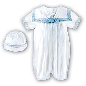 Sarah Louise Romper and Hat with Blue Braid