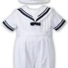 Sarah Louise Boys Navy Romper and Hat 012878