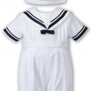 Sarah Louise Boys Navy Romper and Hat 012878
