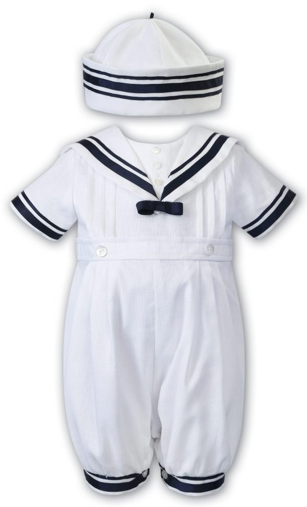 Sarah Louise Boys Navy Romper and Hat 012878