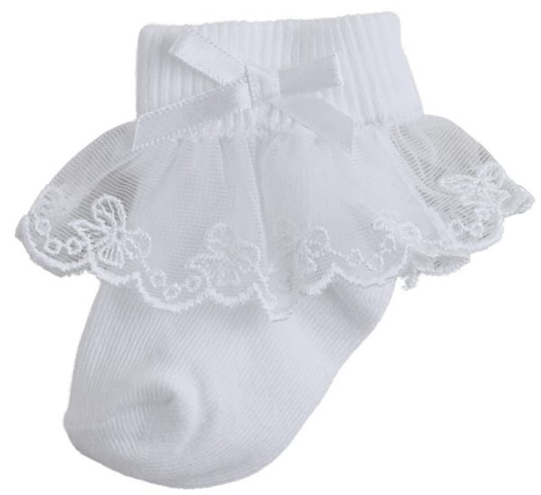 Pex Bow Lace Socks White