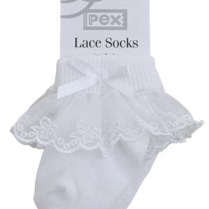 Pex Bow Lace Socks White