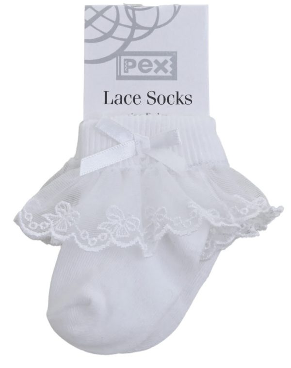 Pex Bow Lace Socks White
