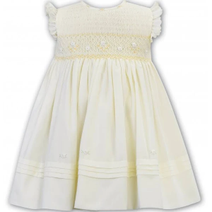 Yellow Smocked Daisy Embroidered Dress