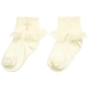 Ivory cotton Christening socks by Country Kids
