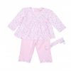 EMILE ET ROSE Baby Girls Pink Jersey 'Dawn' Top and Trousers with Hairband