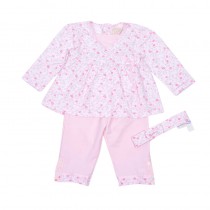 EMILE ET ROSE Baby Girls Pink Jersey 'Dawn' Top and Trousers with Hairband