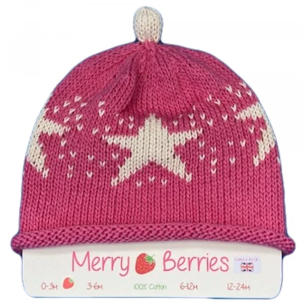 Merry Berries Candy Pink Star Baby Hat