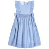 Girls Blue Hand Smocked Dress by Kidiwi