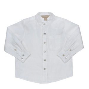 Little Linens Grandad Long Sleeve Shirt White